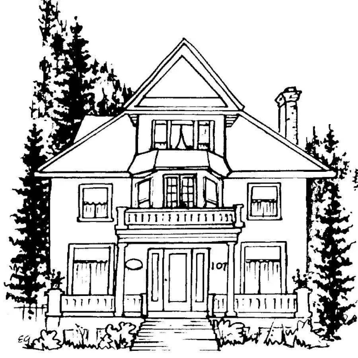 Intricate dream house coloring page