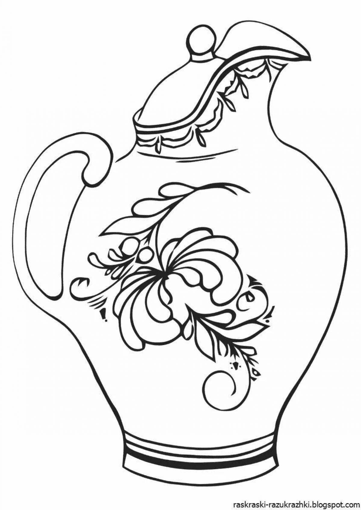 Gzhel bewitching jug coloring page