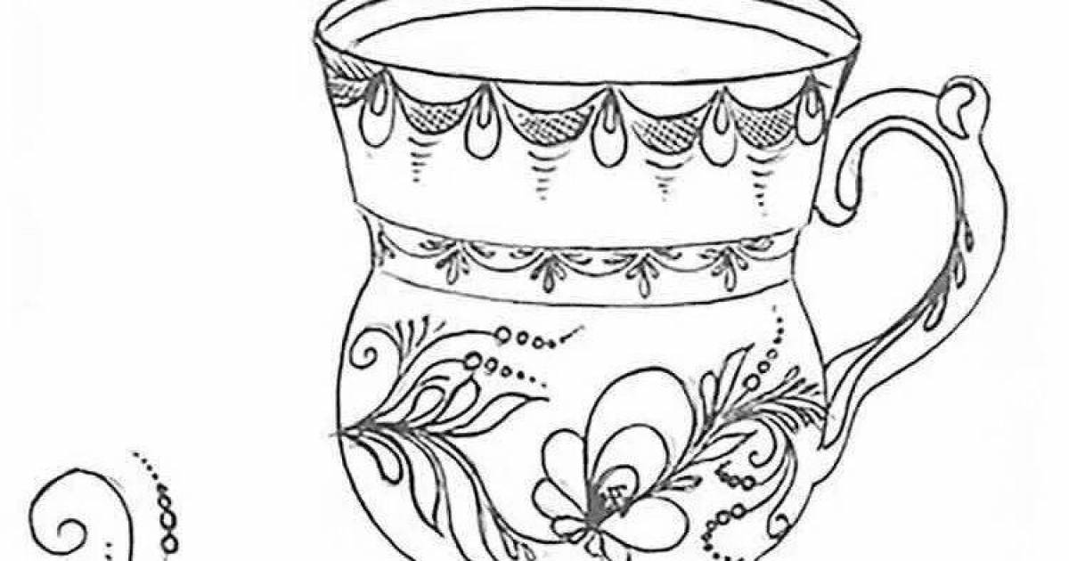 Gzhel festive jug coloring page