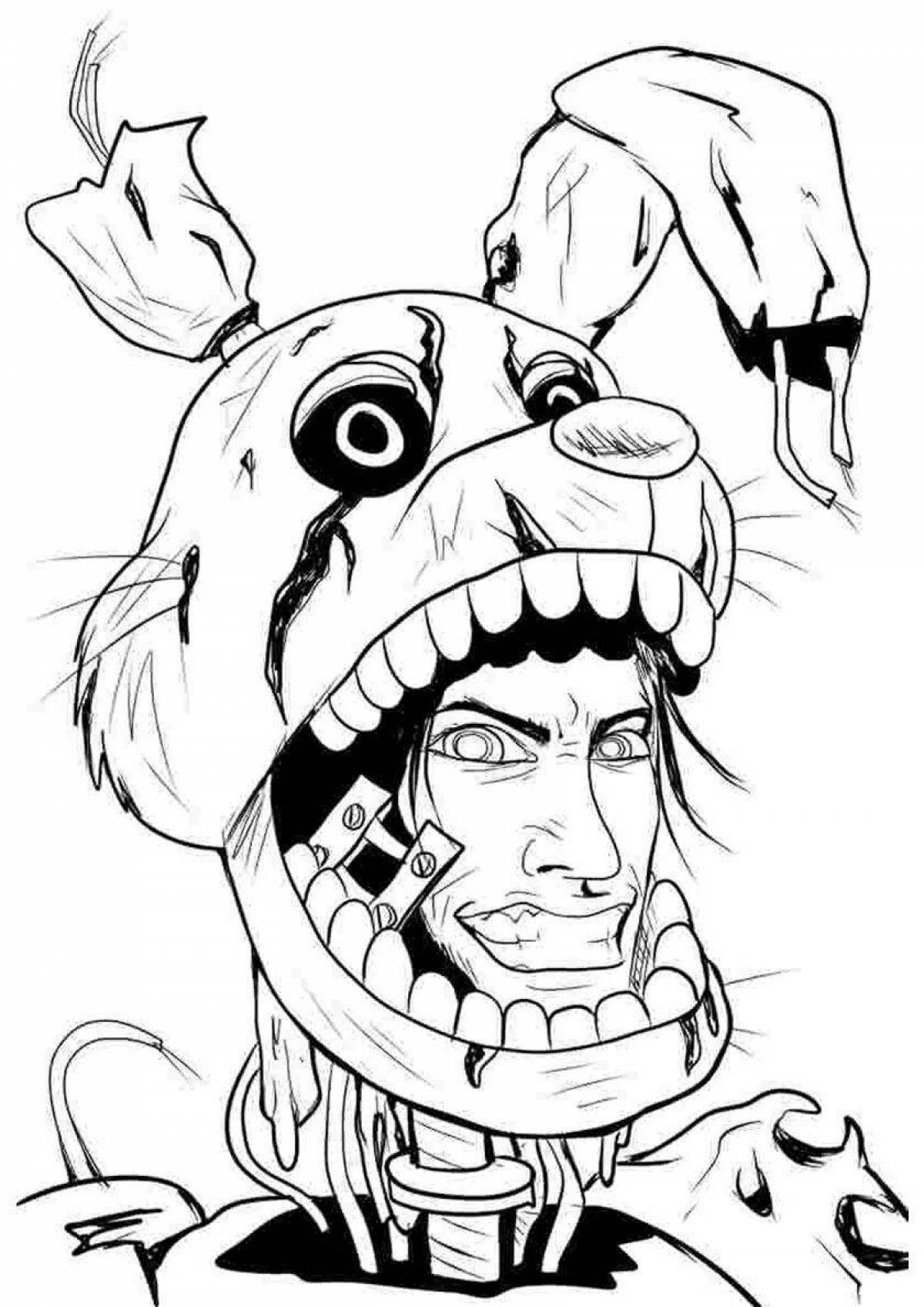 Radiant coloring page of springtrap
