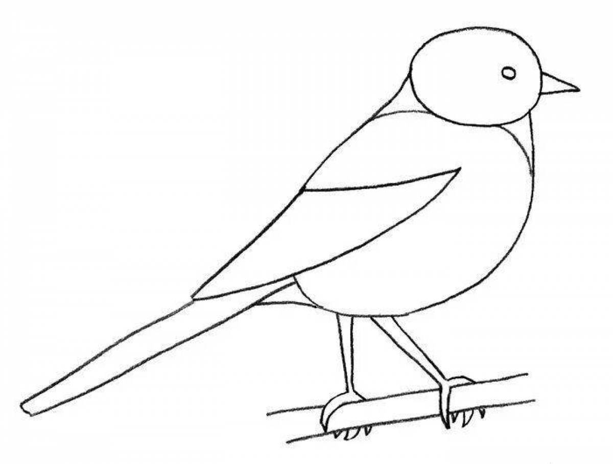 Coloring page energetic titmouse