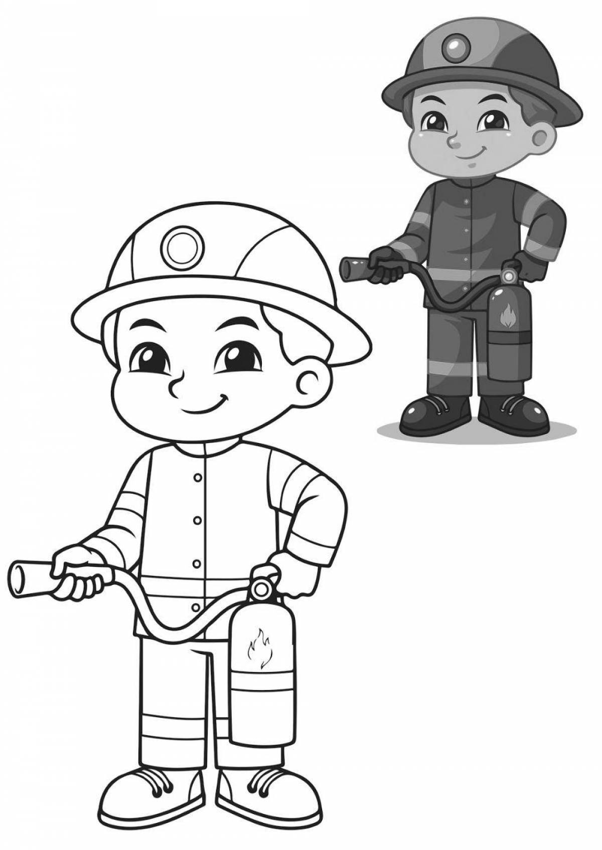 Firefighter profession coloring page