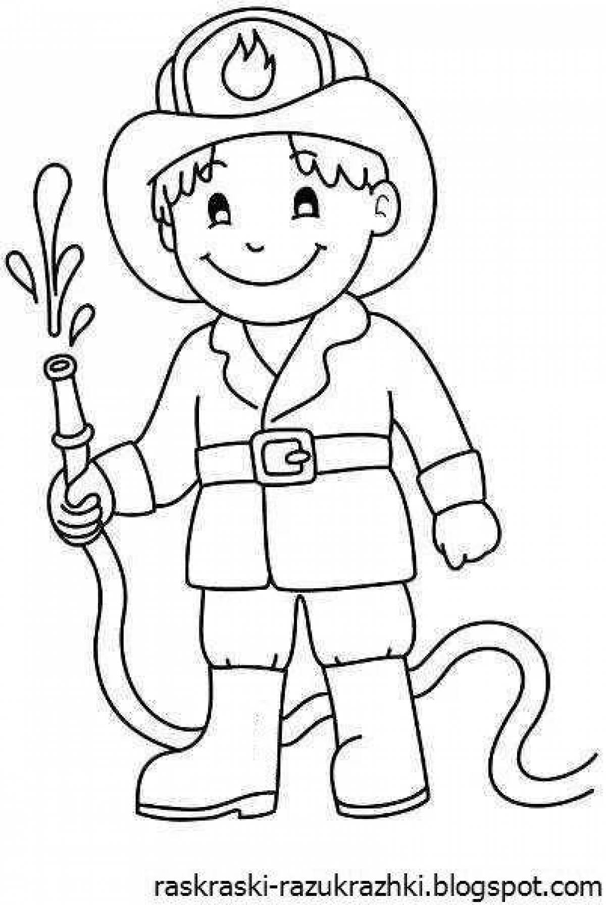 Coloring book excellent firefighter profession