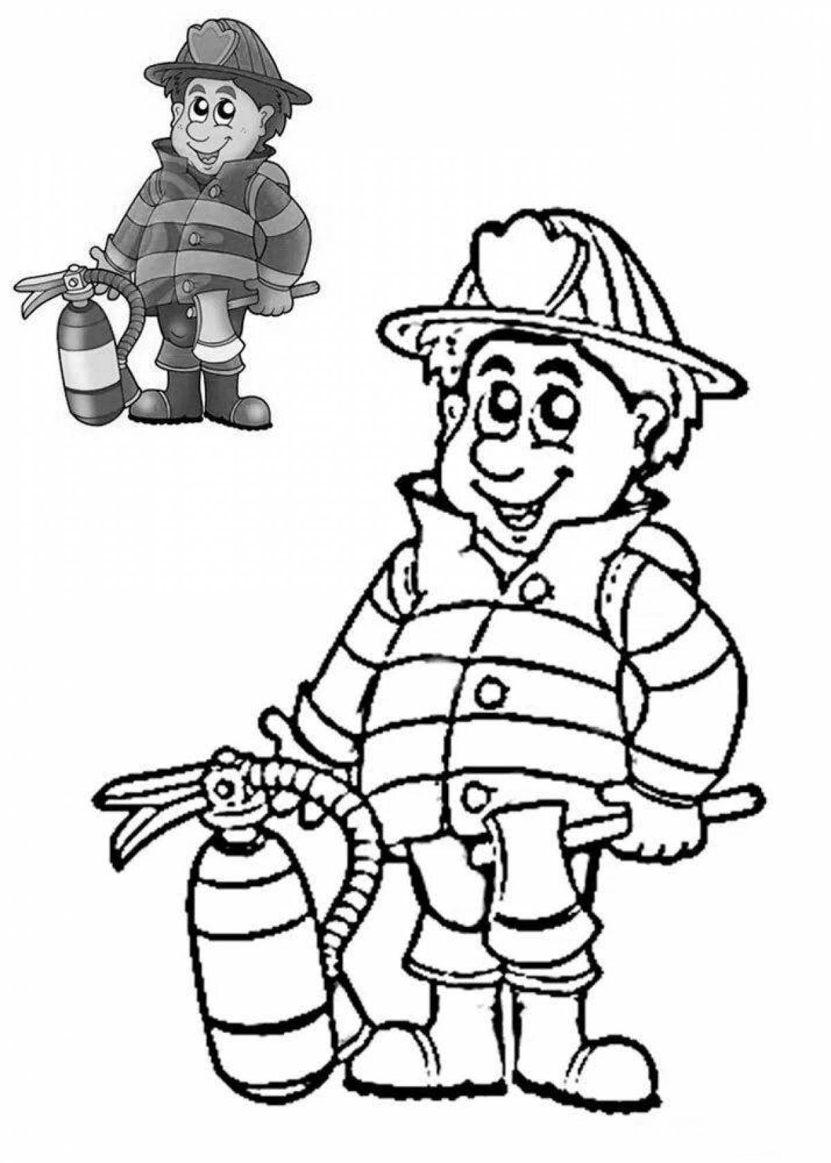 Coloring page adorable firefighter profession