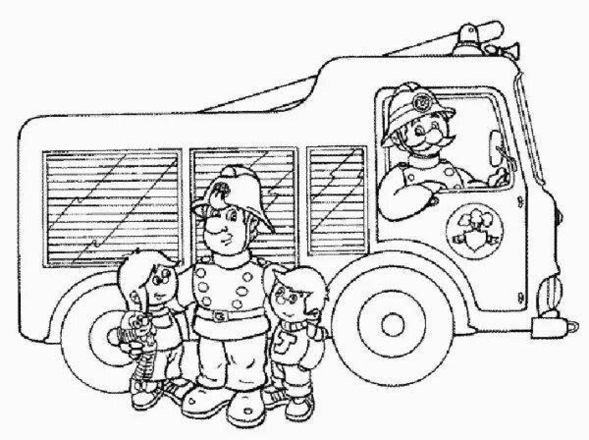 Coloring book attractive firefighter profession