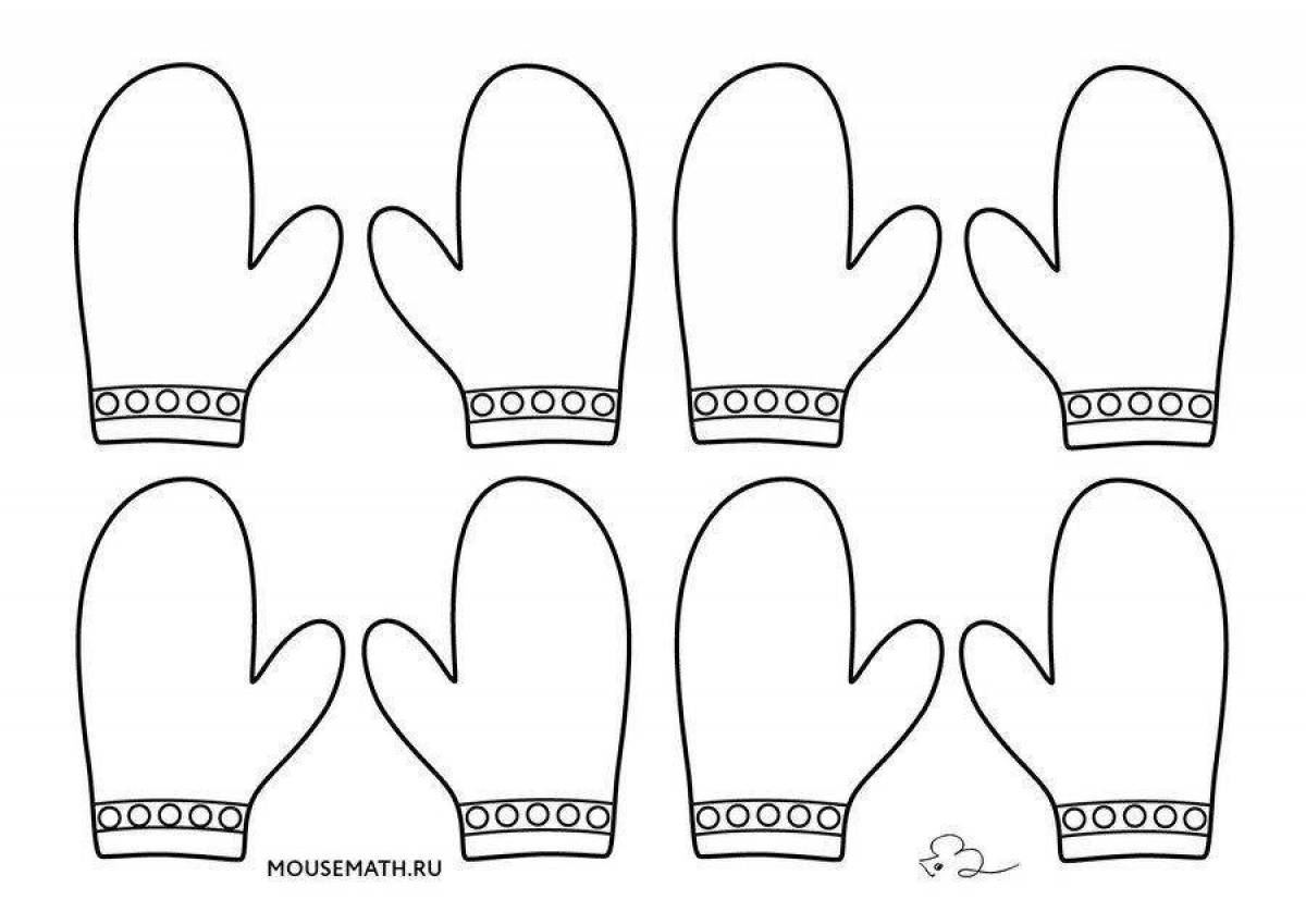 Coloring book with a playful pattern of mittens