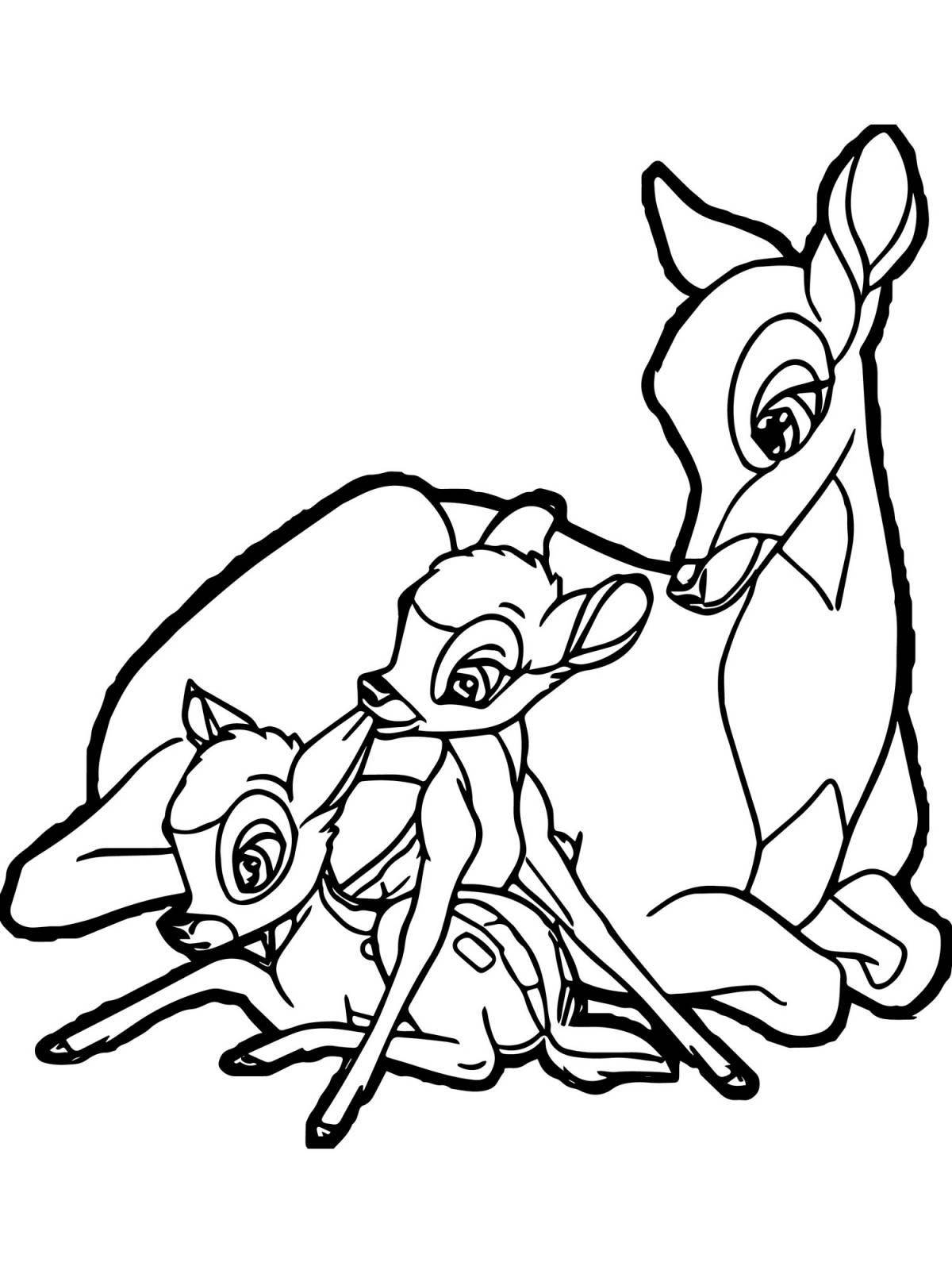 Charming bambi fawn coloring page