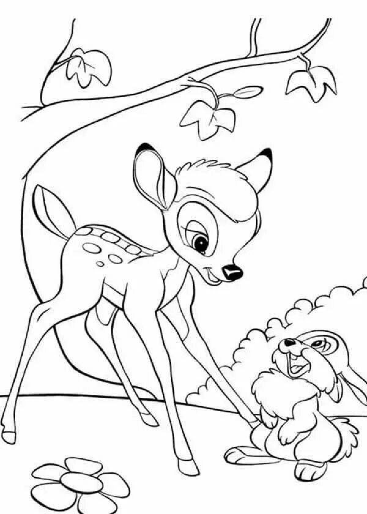 Coloring book playful bambi faun