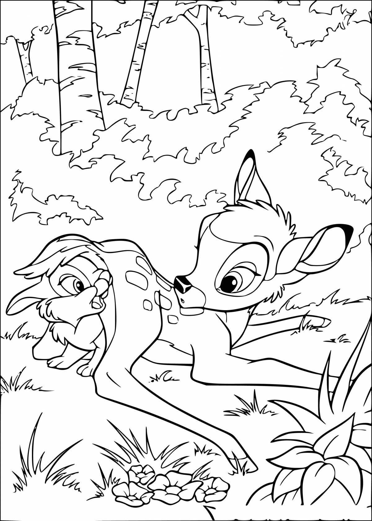 Radiant bambi fawn coloring page