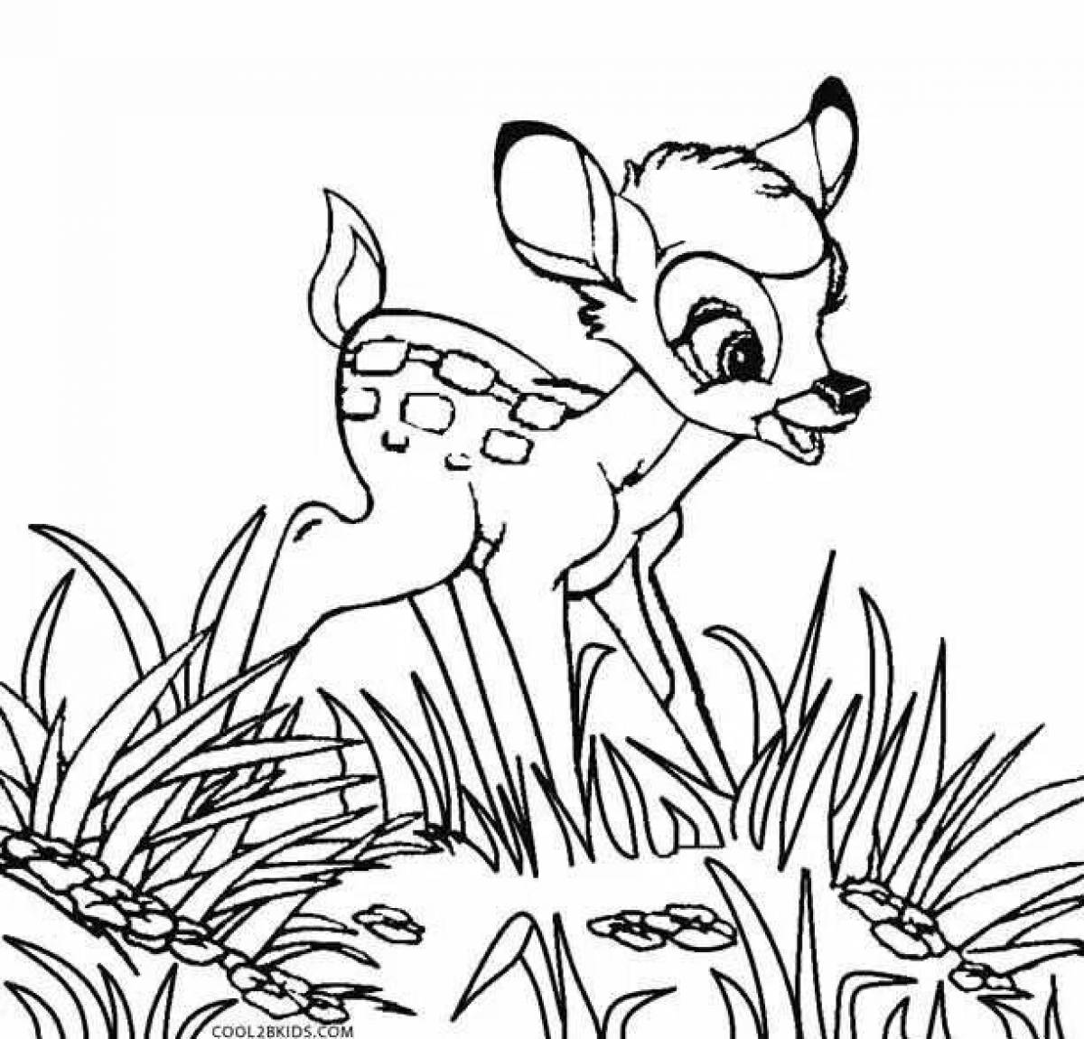 Animated bambi fawn coloring page