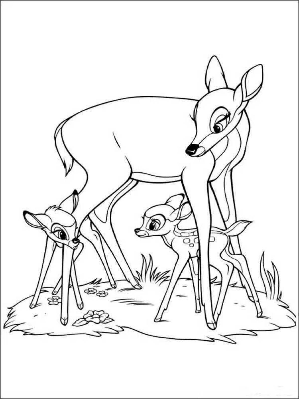 Coloring book magical bambi fawn