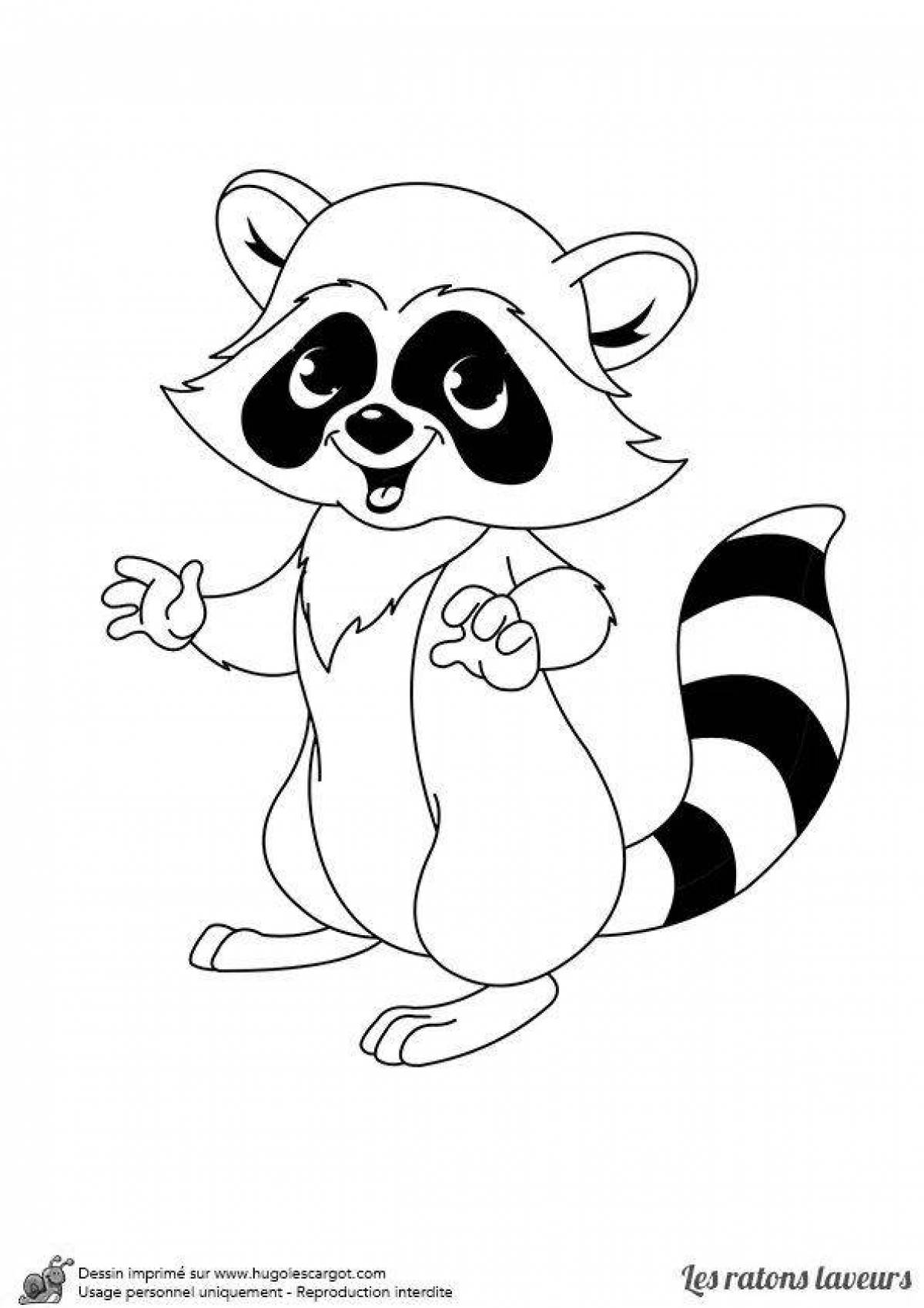 Coloring page funny raccoon