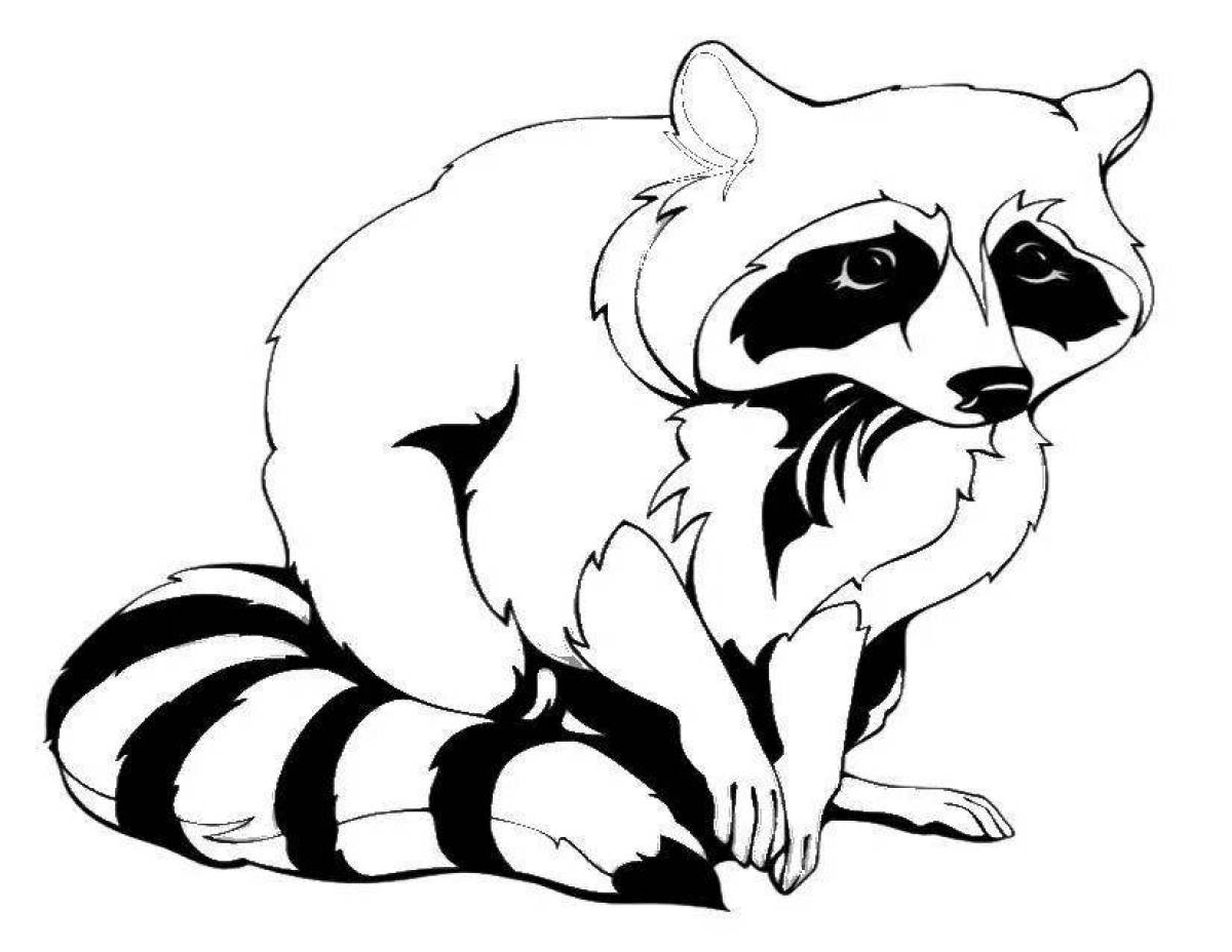 Fancy raccoon coloring page