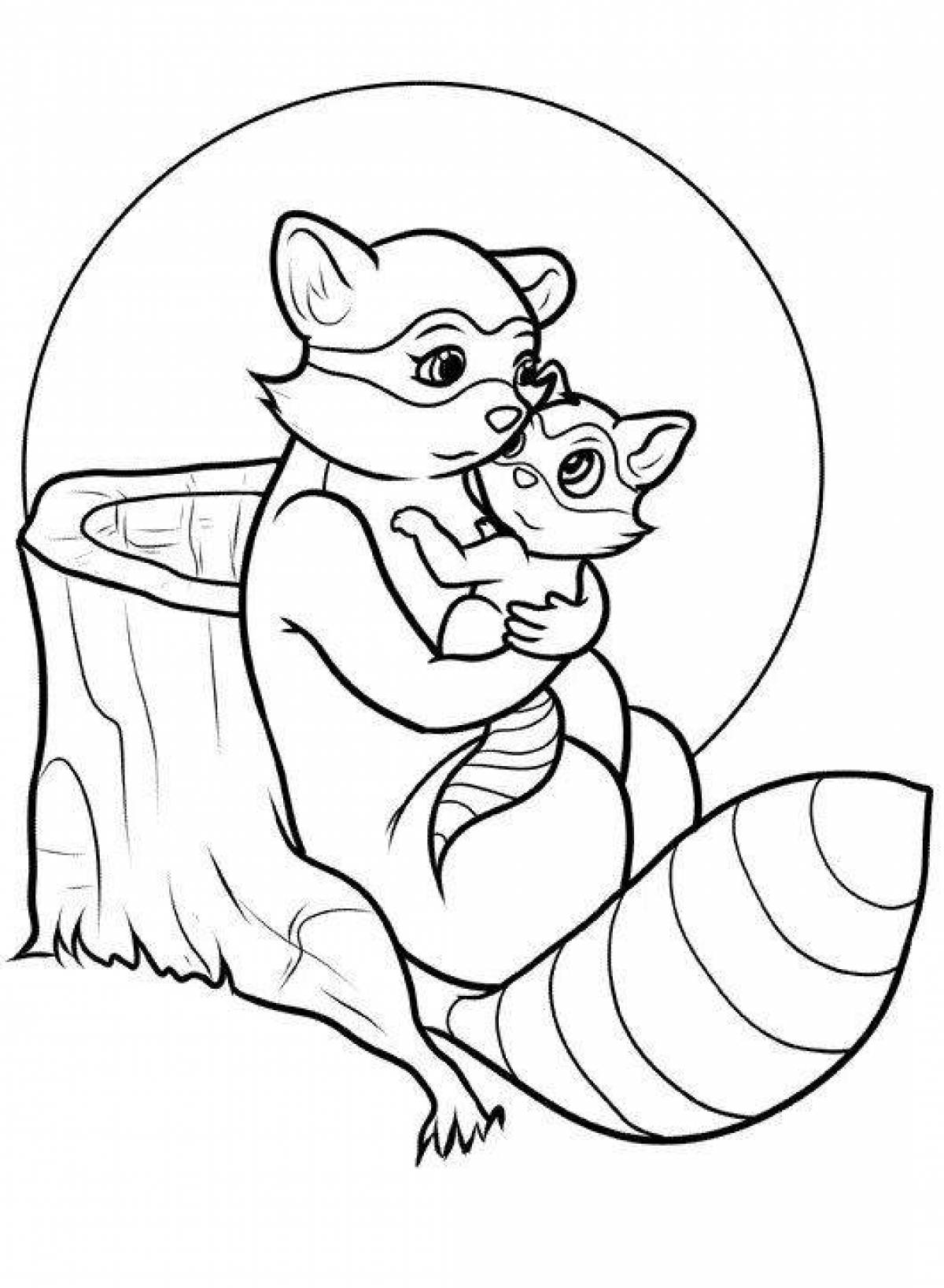 Sparkling raccoon coloring page
