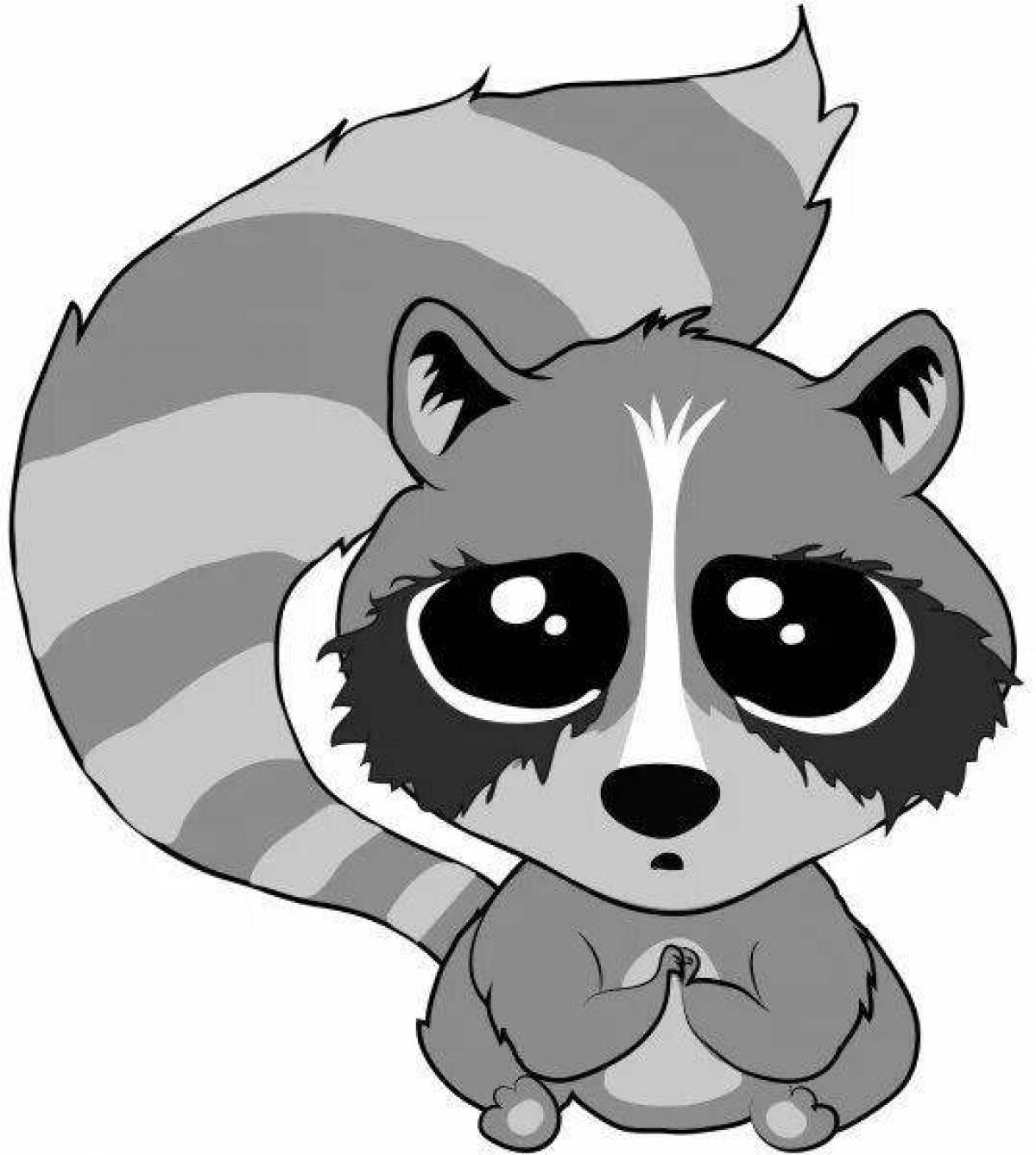 Coloring cute raccoon