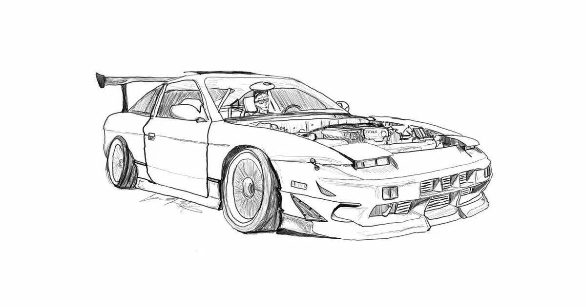 Nissan silvia нарисовать