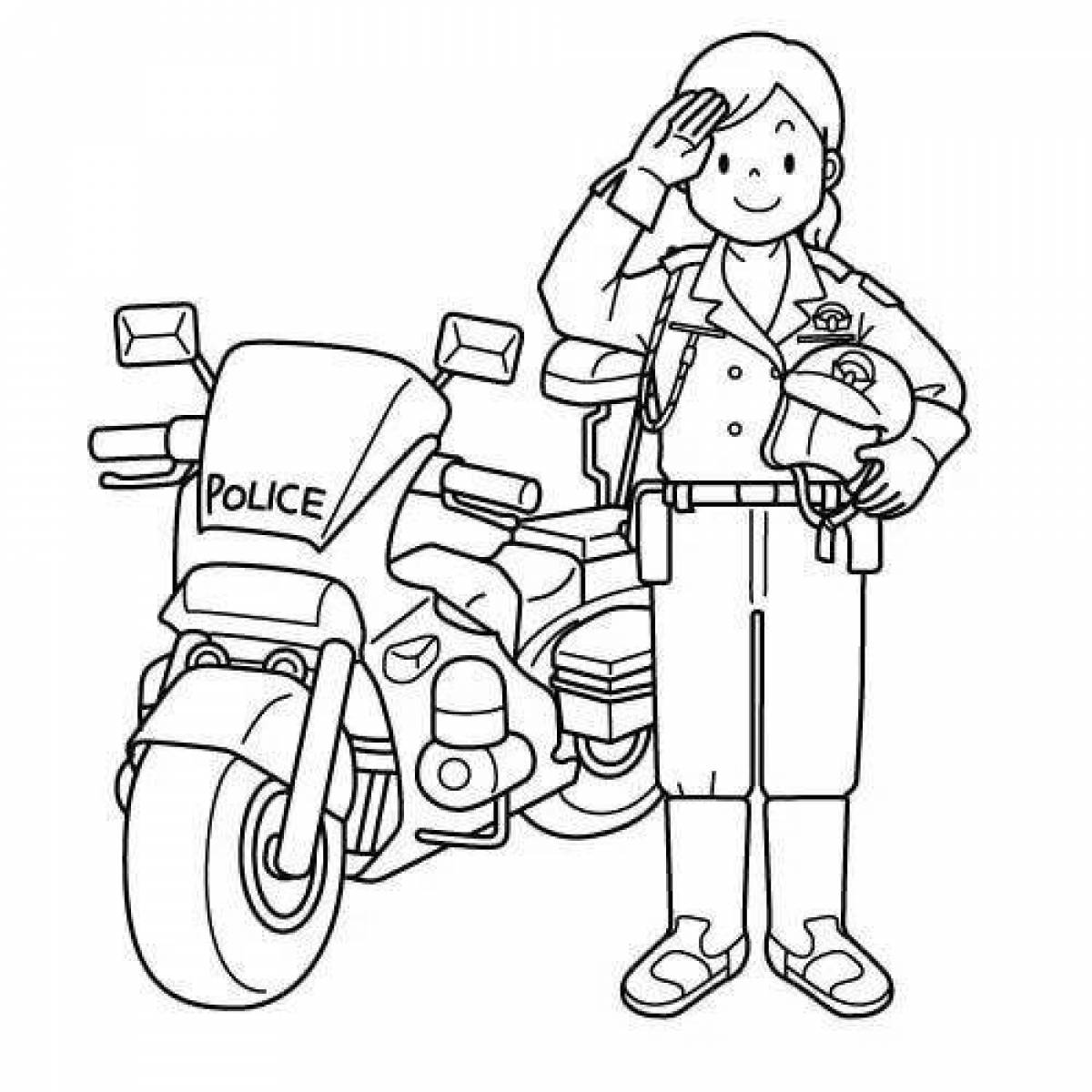 Раскраска мотоцикл полиция