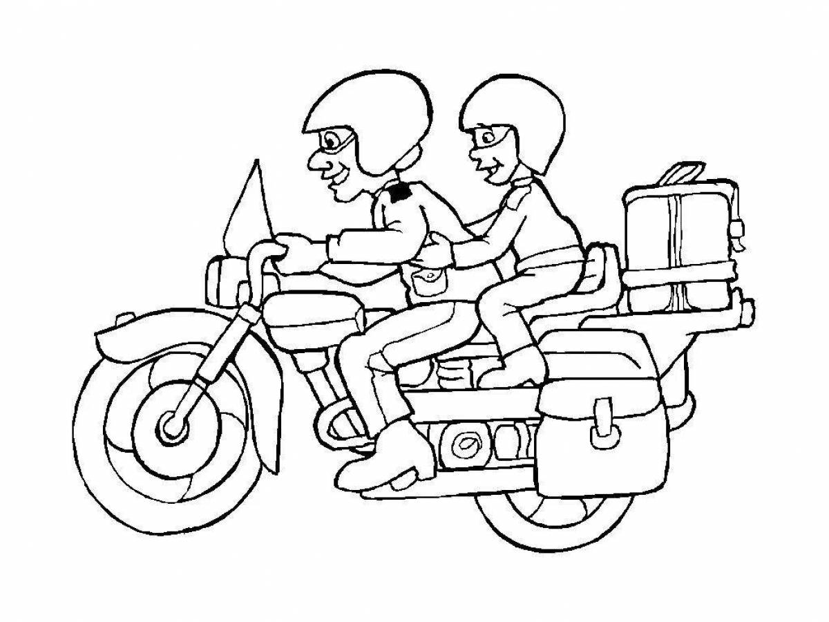 Военный мотоцикл раскраска для детей