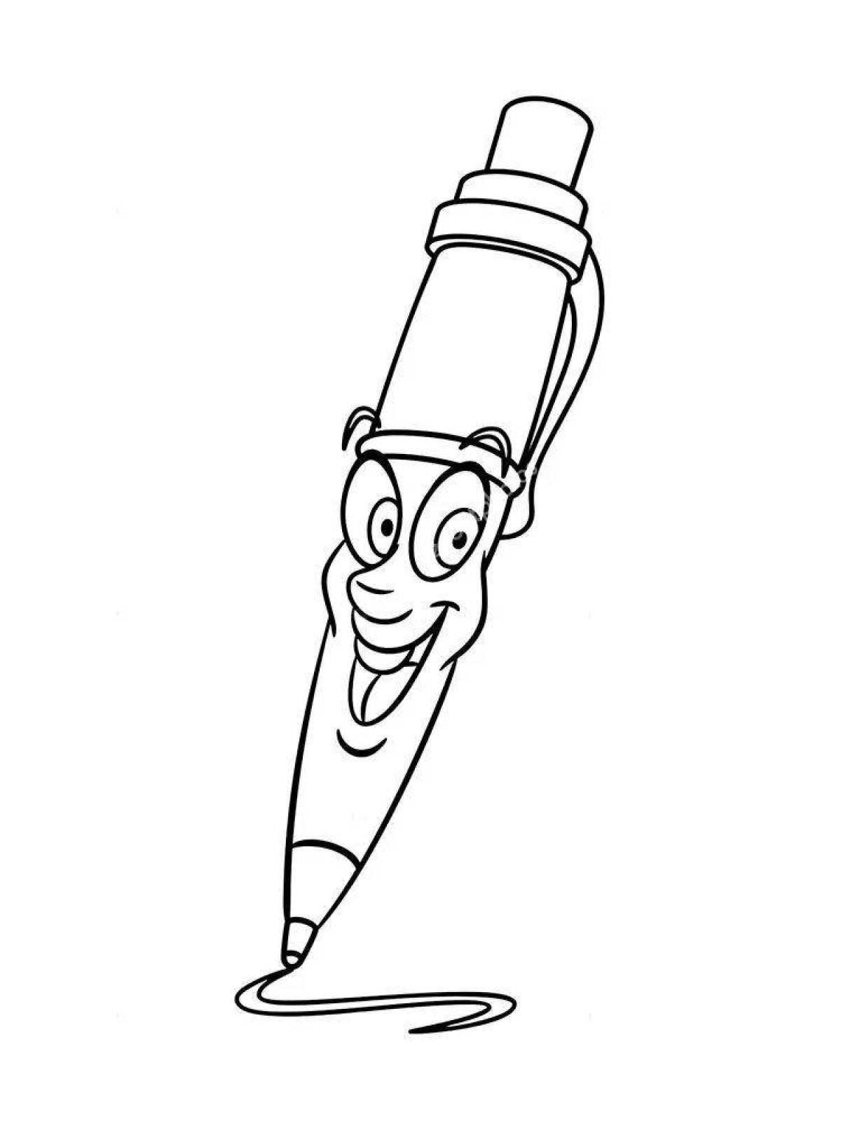 Colorful pen coloring page for kids