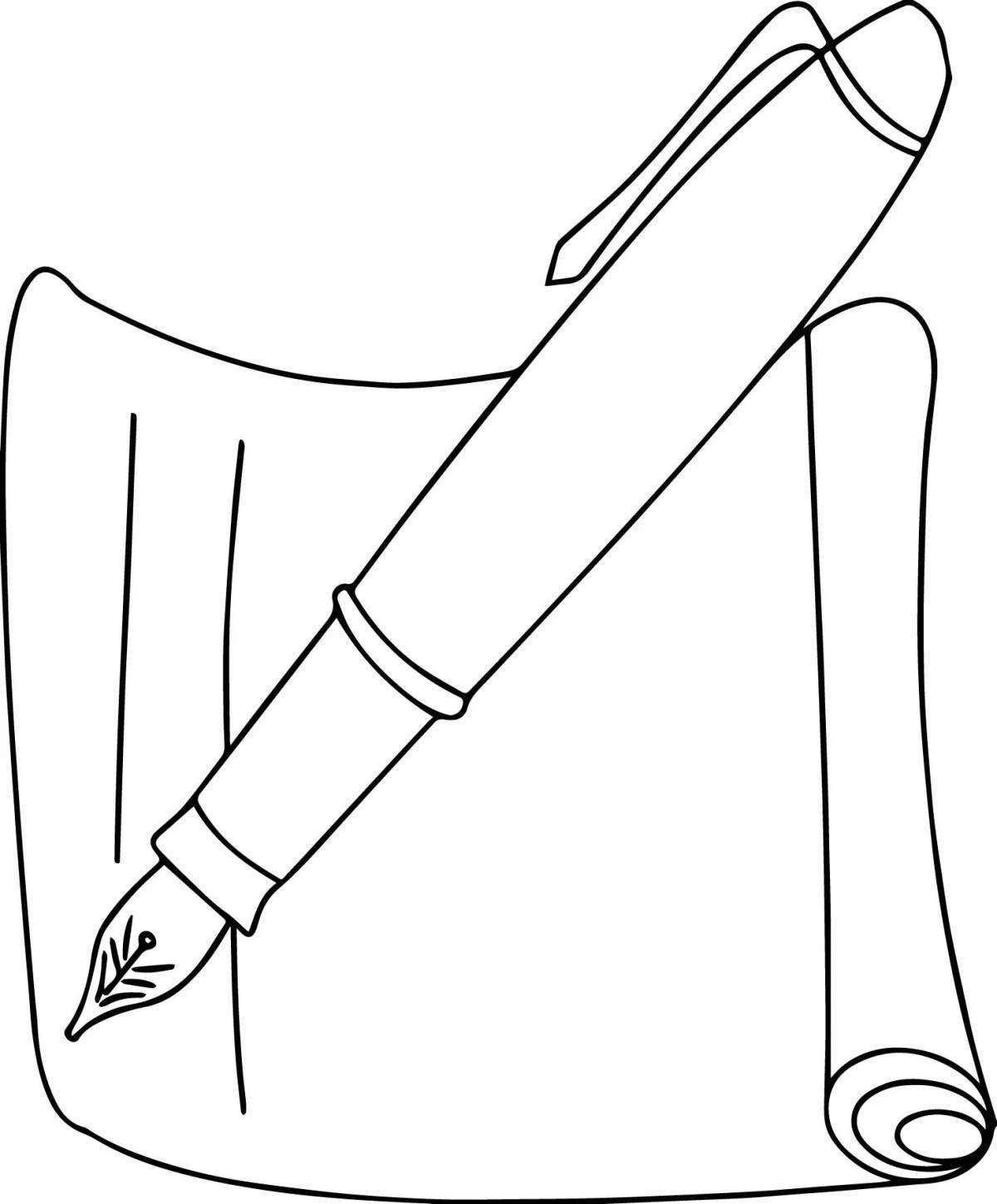 Colorful pen coloring page for preschoolers