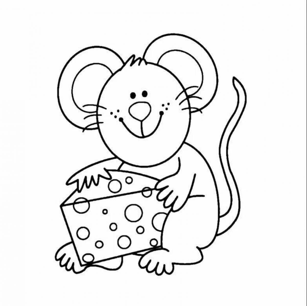 Delightful mouse with cheese coloring book