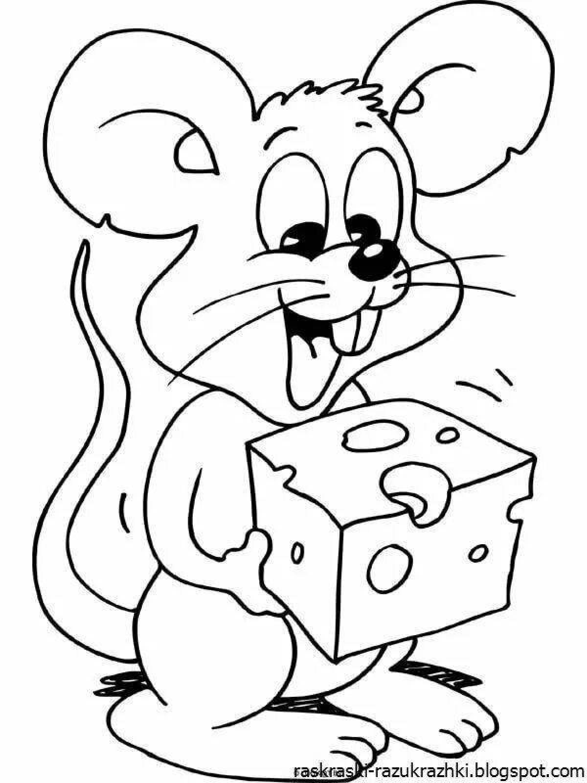 Милая мышка с сыром раскраска
