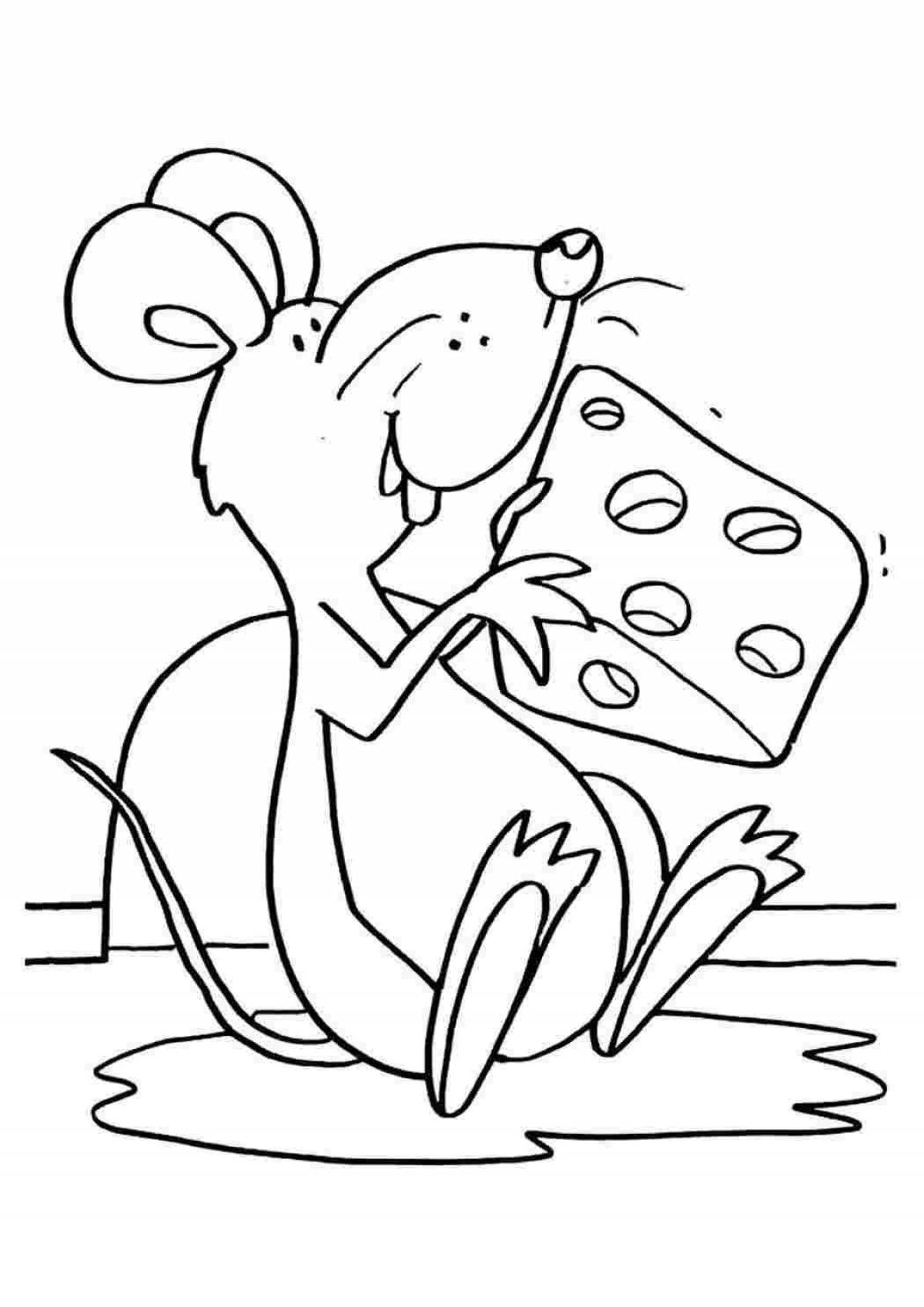 Живая мышь с сыром раскраска