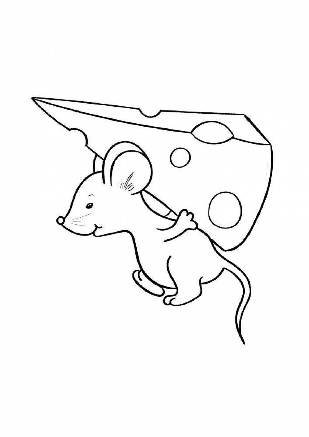 Креативная мышь с сыром раскраска
