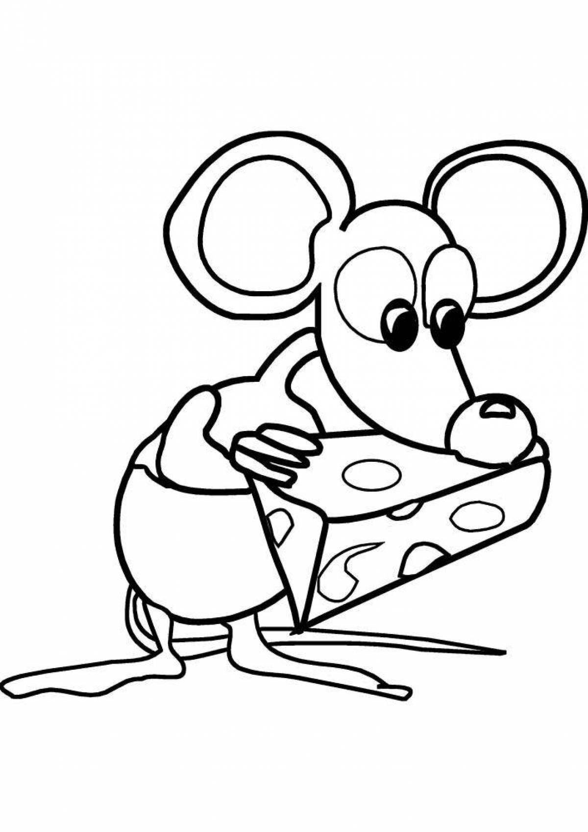 Буйная мышь с сыром раскраска