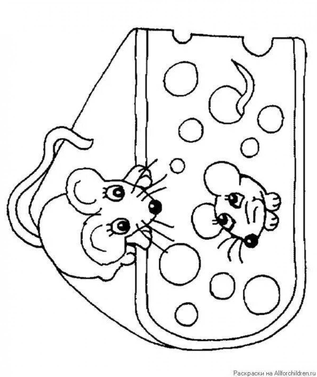 Coloring mouse with cheese