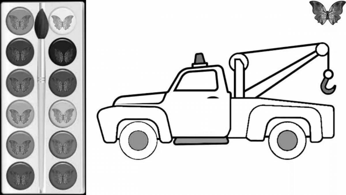 Great tow truck coloring book for preschoolers