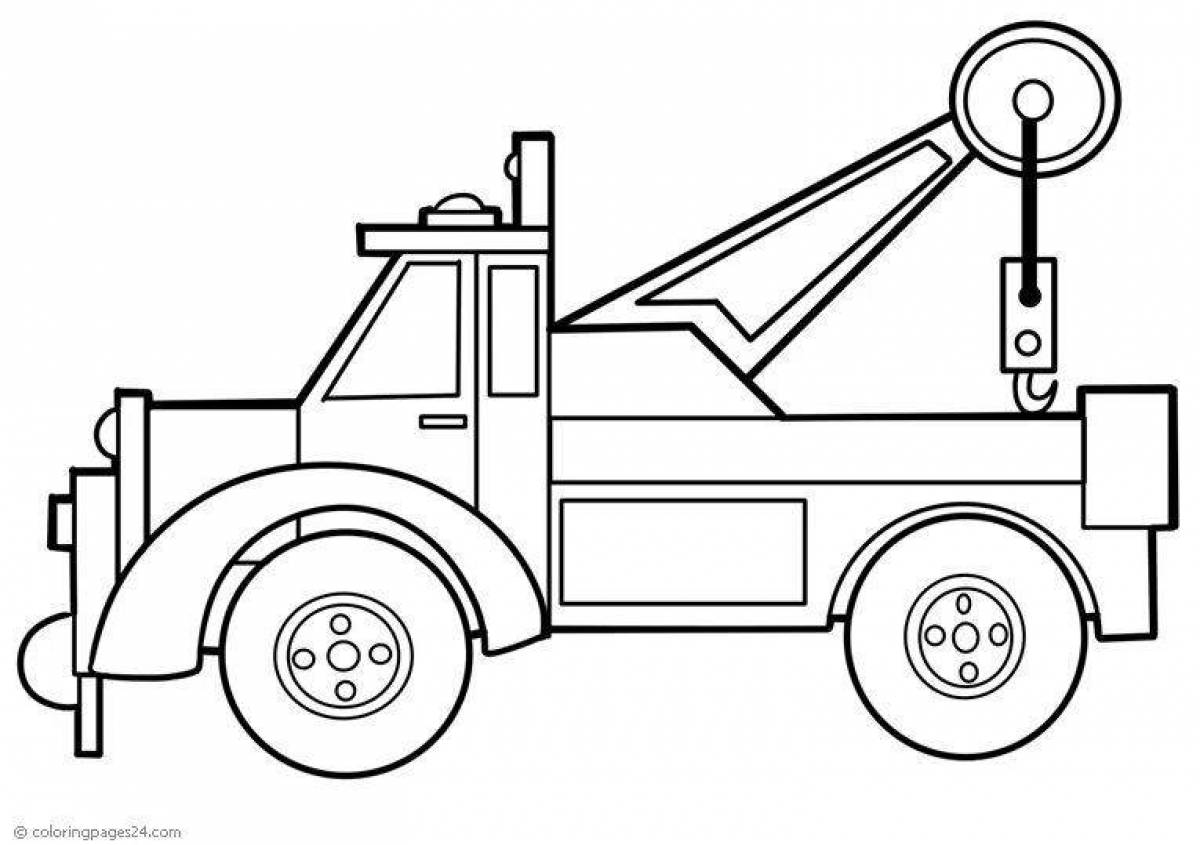 Impressive tow truck coloring page for kids