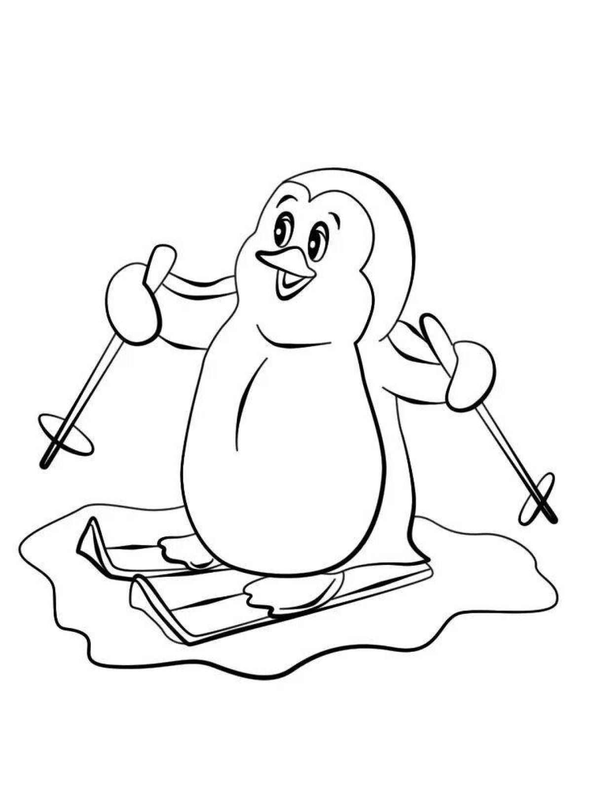 Веселая раскраска пингвинов для детей