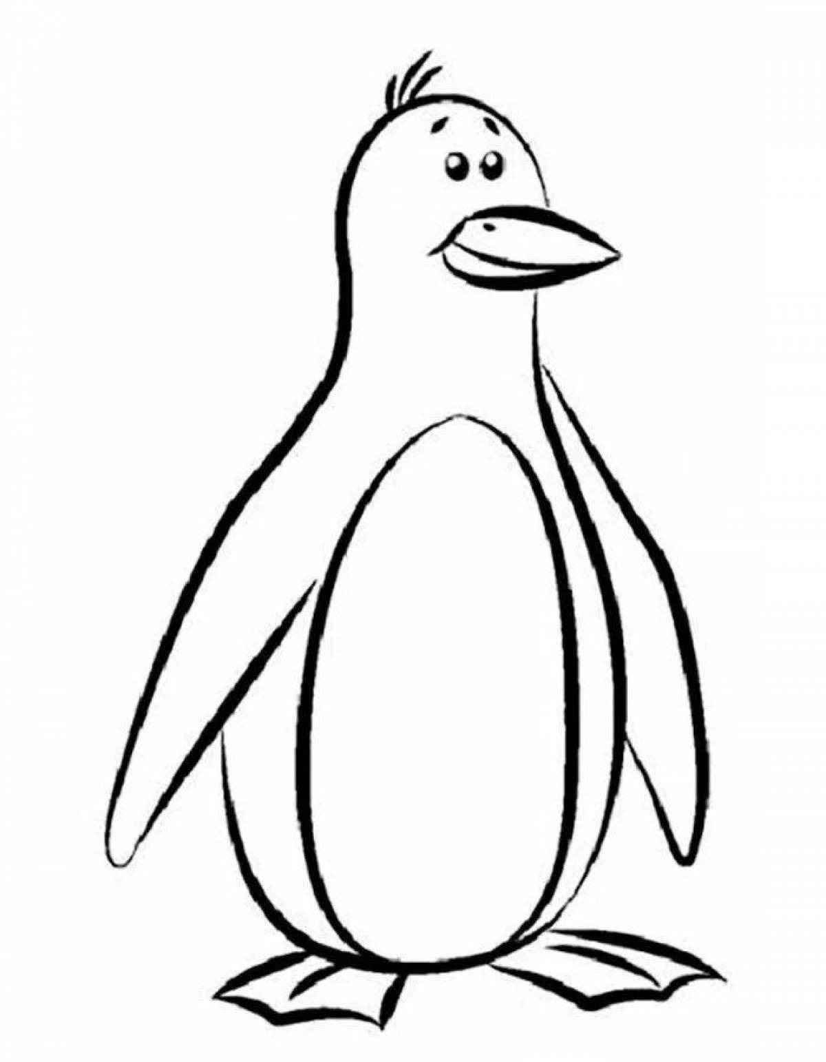 Colorful penguin coloring page for kids
