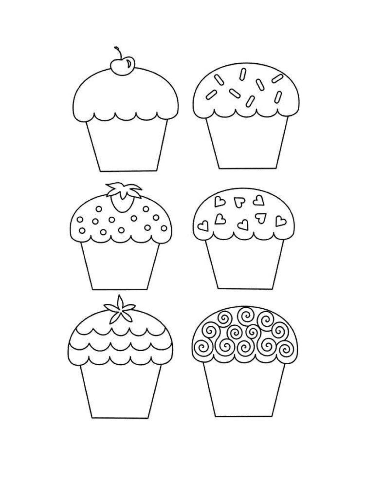 Fancy cupcake coloring pages for kids