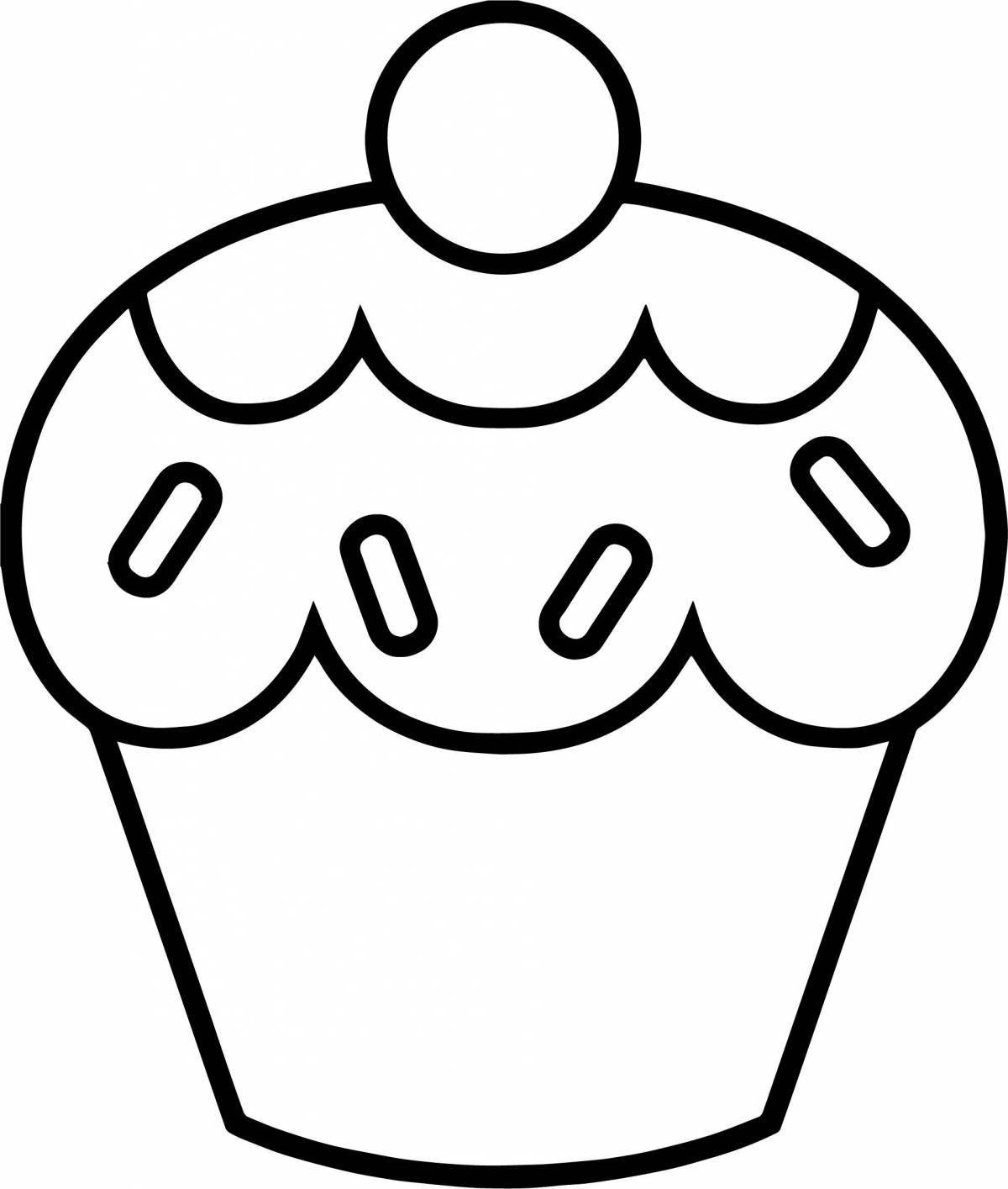 Playful cupcake coloring page for kids