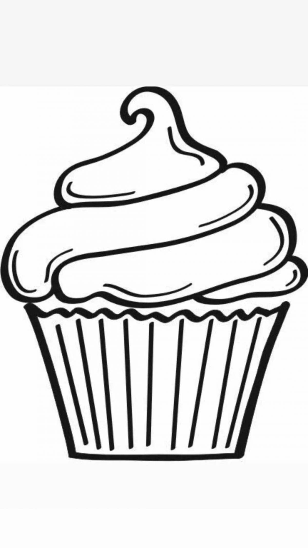 Excited Cupcakes Coloring Page for Kids