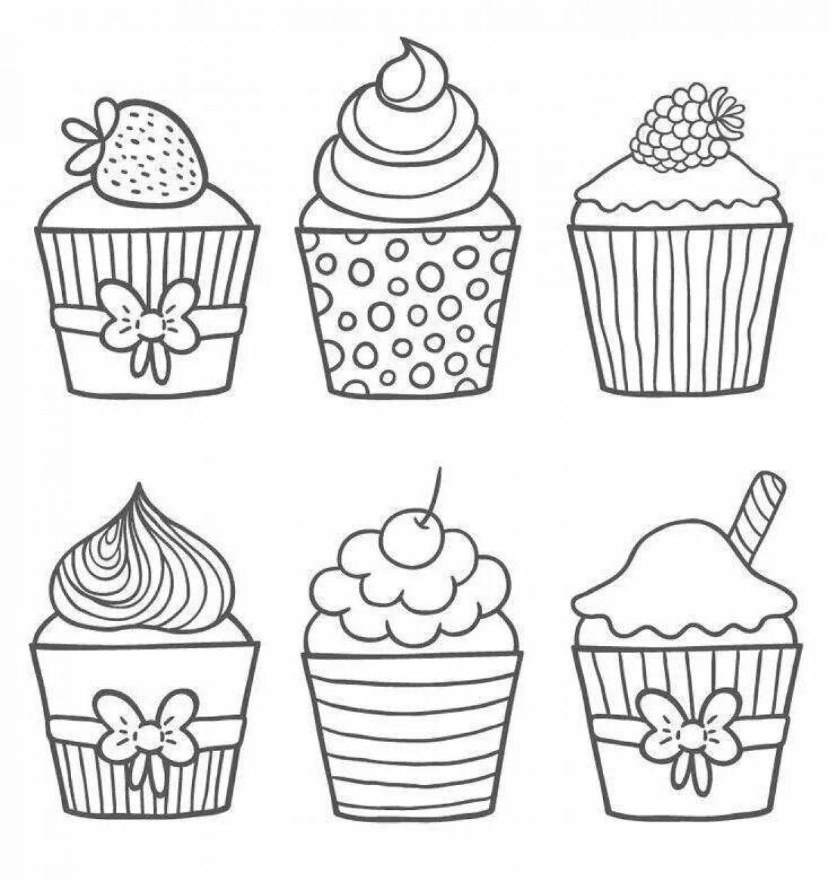 Cupcake coloring page for kids
