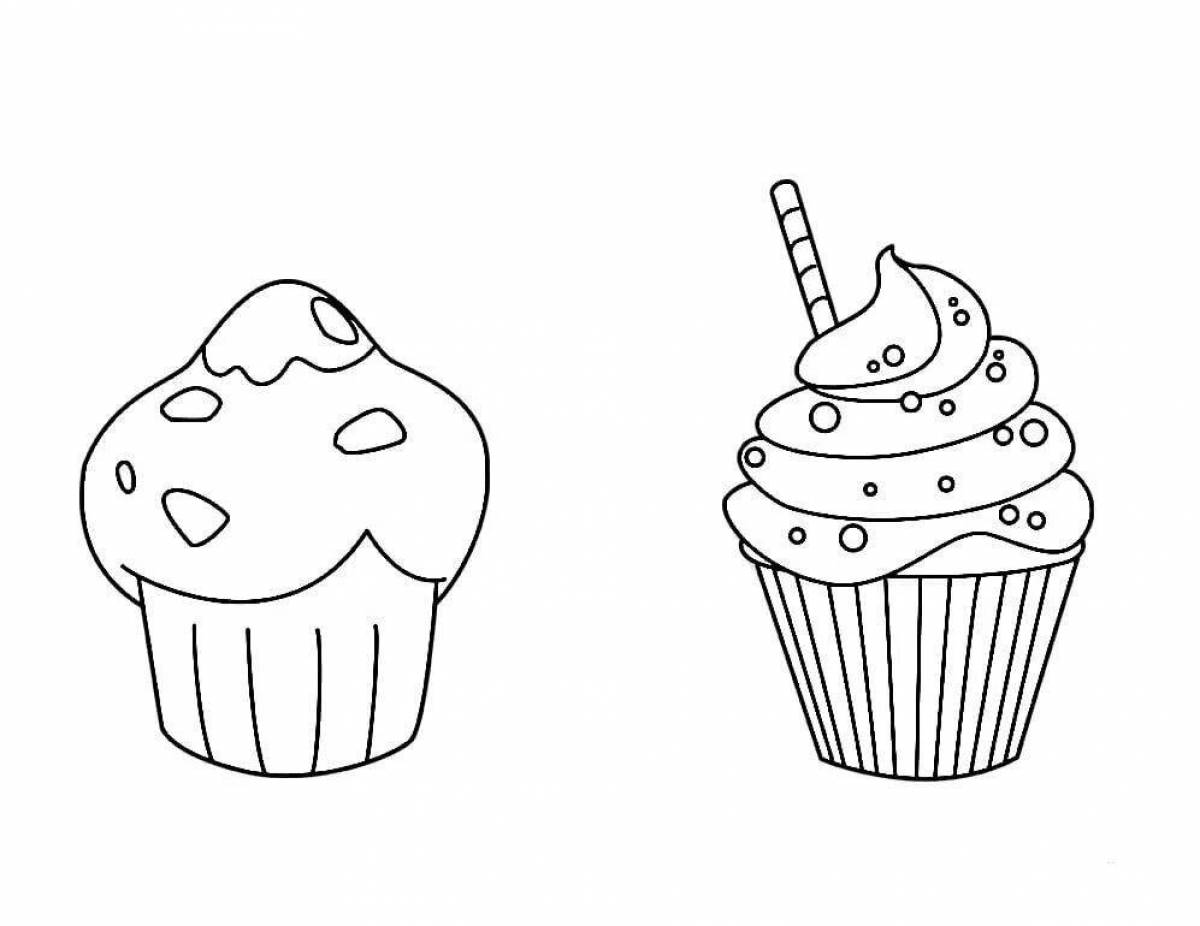 Color-frenzy cupcake coloring page for kids