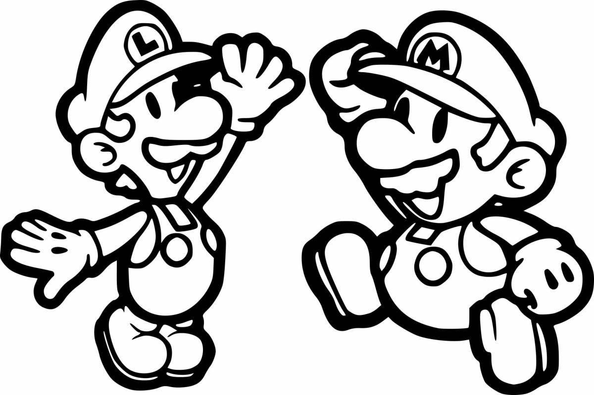 Colorful mario coloring book for kids
