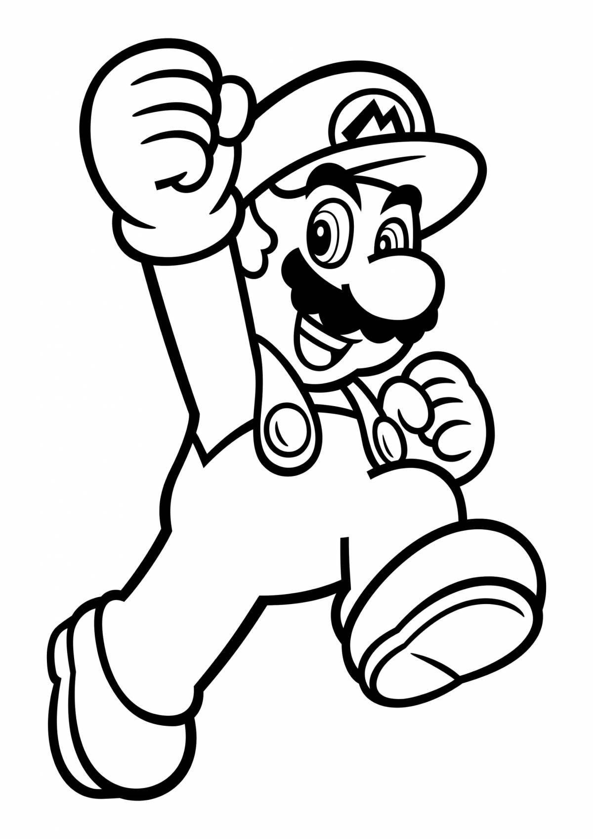 Fancy mario coloring for kids