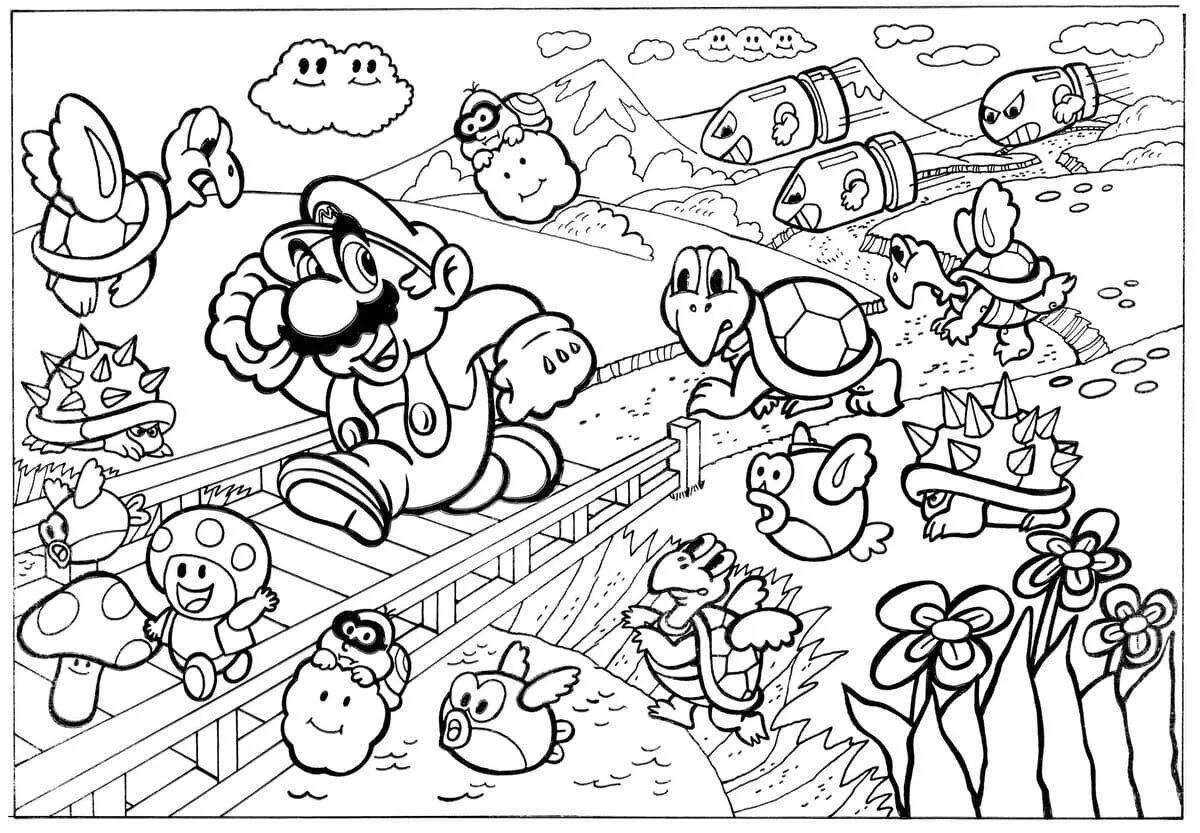 Color explosion mario coloring for kids