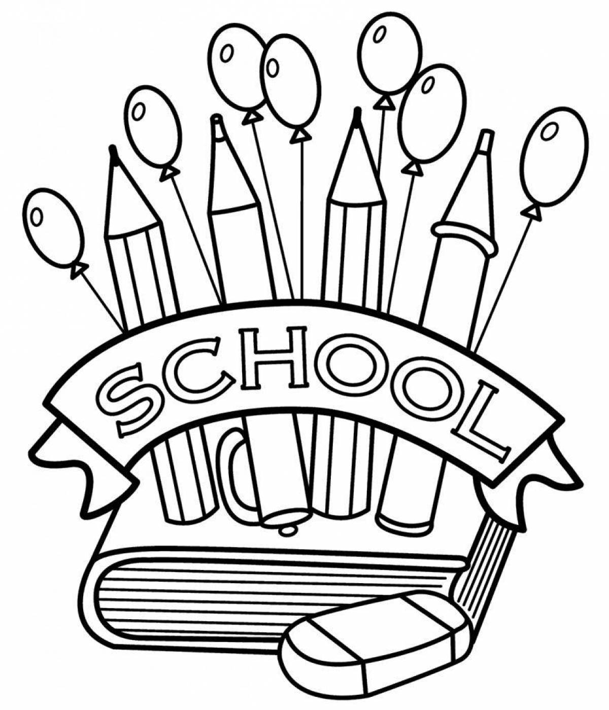 Colorful gorgeous happy birthday school coloring page