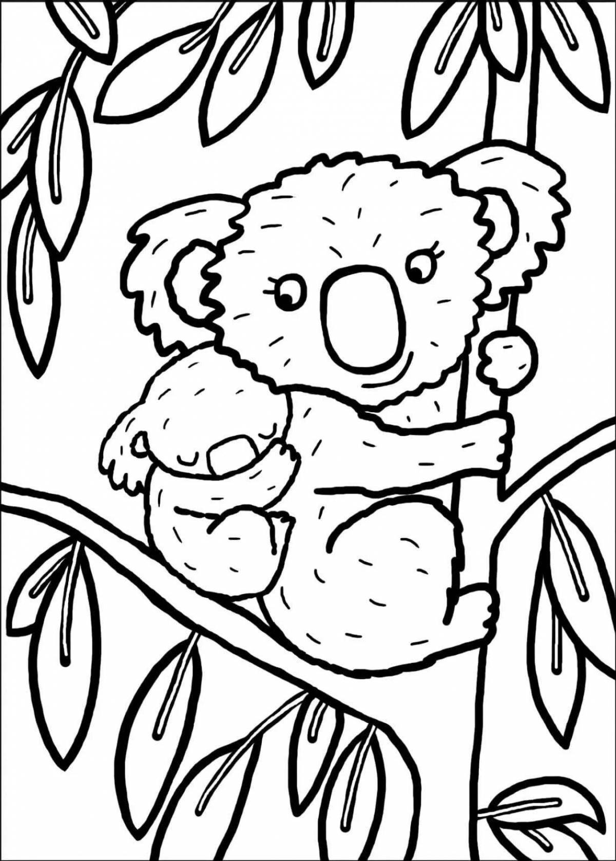 Анимированная раскраска коала для детей