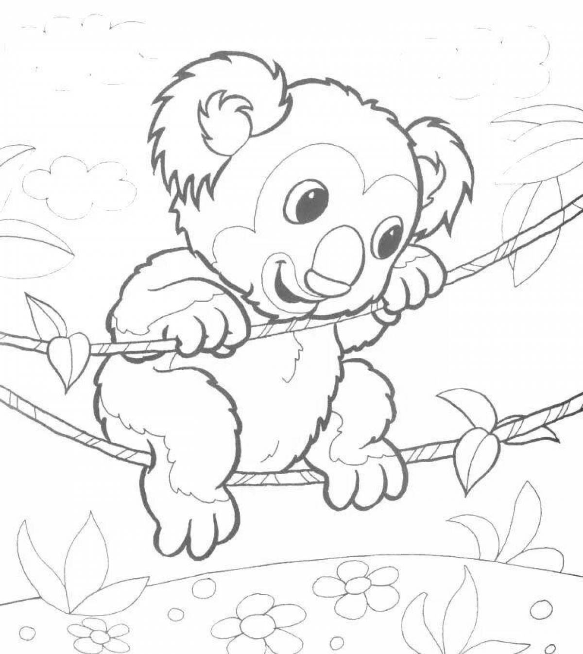 Комическая раскраска коала для детей