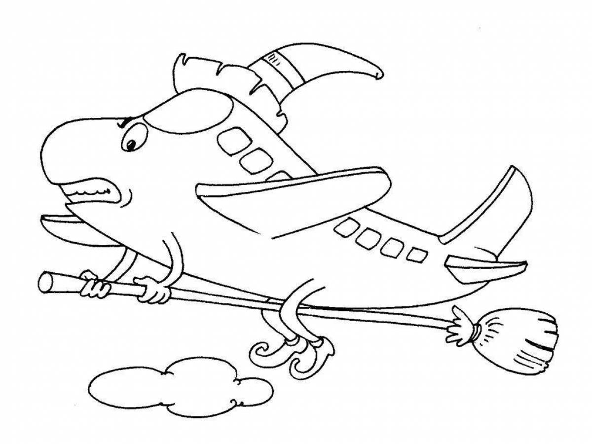 Раскраска ликующий самолет для детей 7 лет