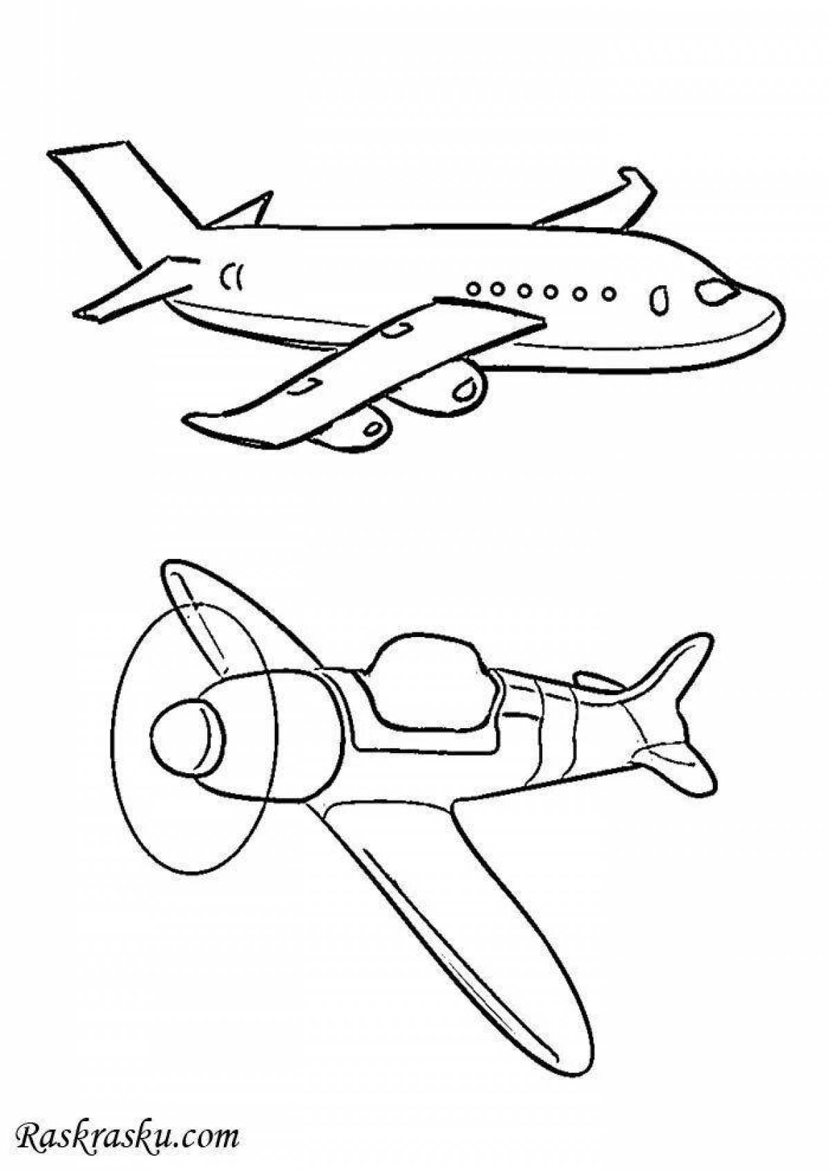 Glitter airplane coloring page for 7 year olds