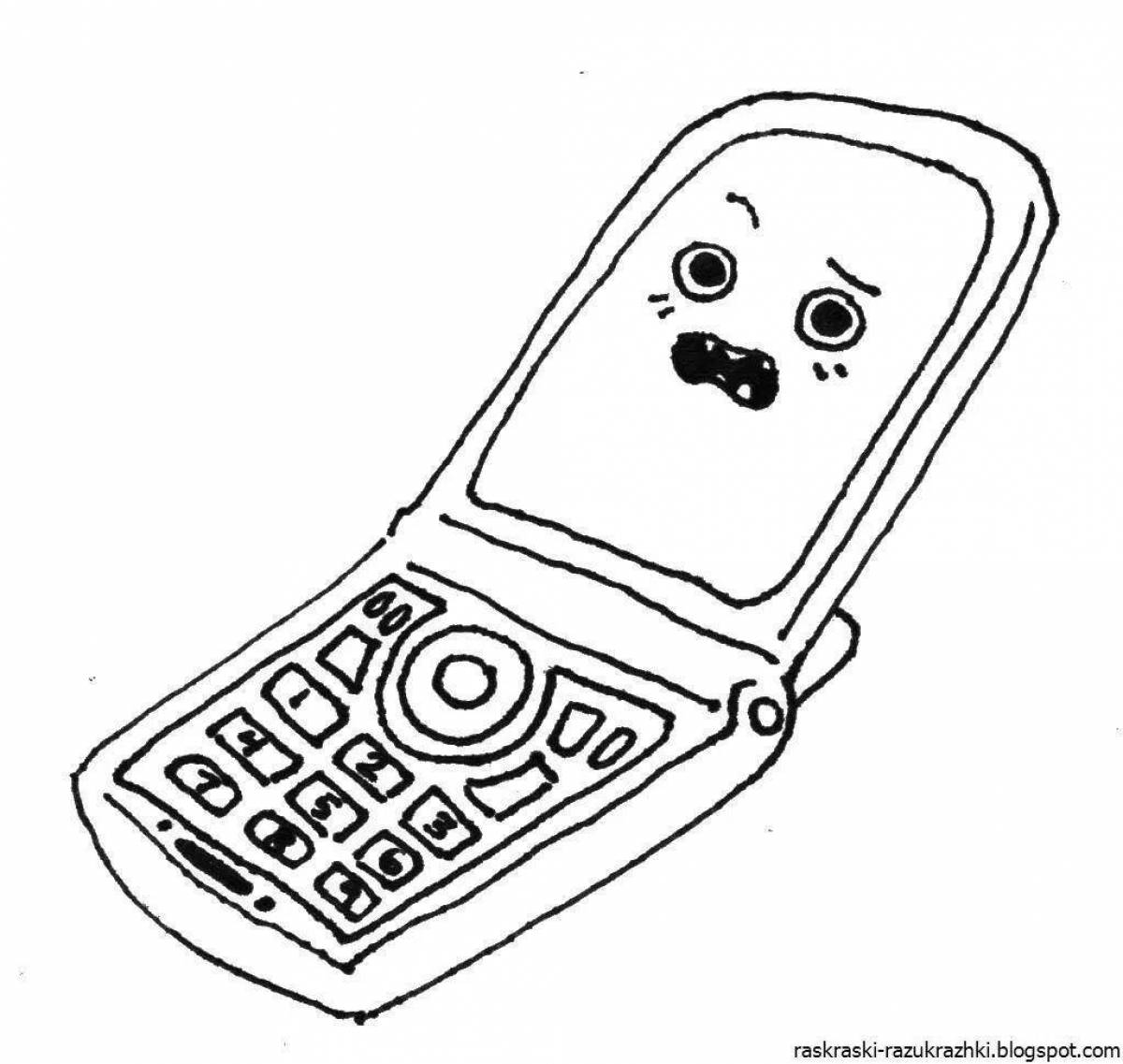 Playful mobile phone coloring page for kids