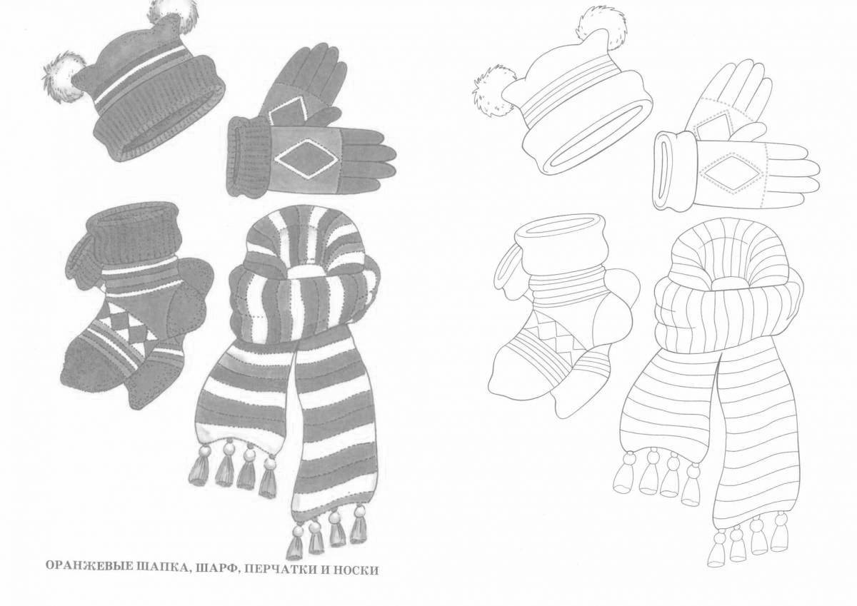 Раскраска «сияющая шапка и шарф» для маленьких учеников