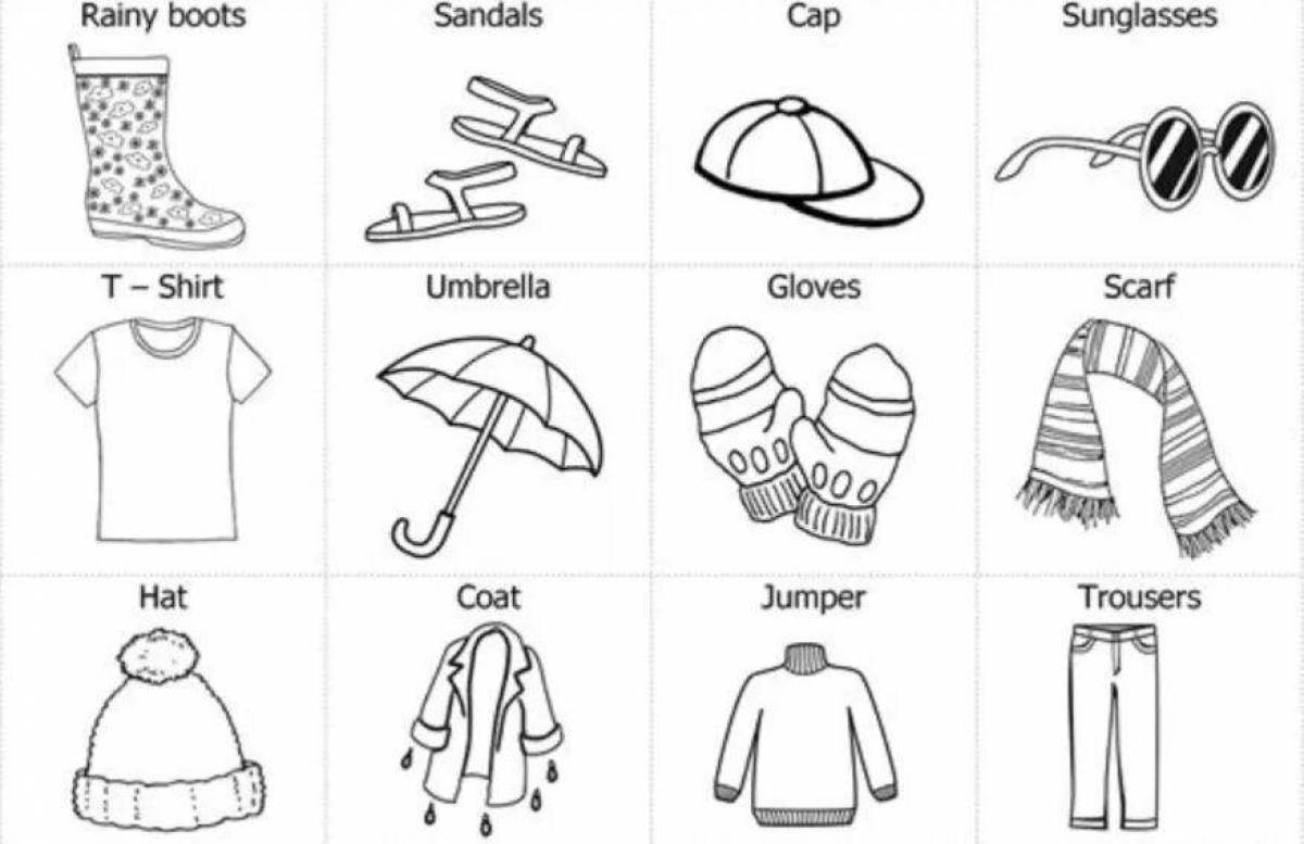 Coloring book playful children's clothes